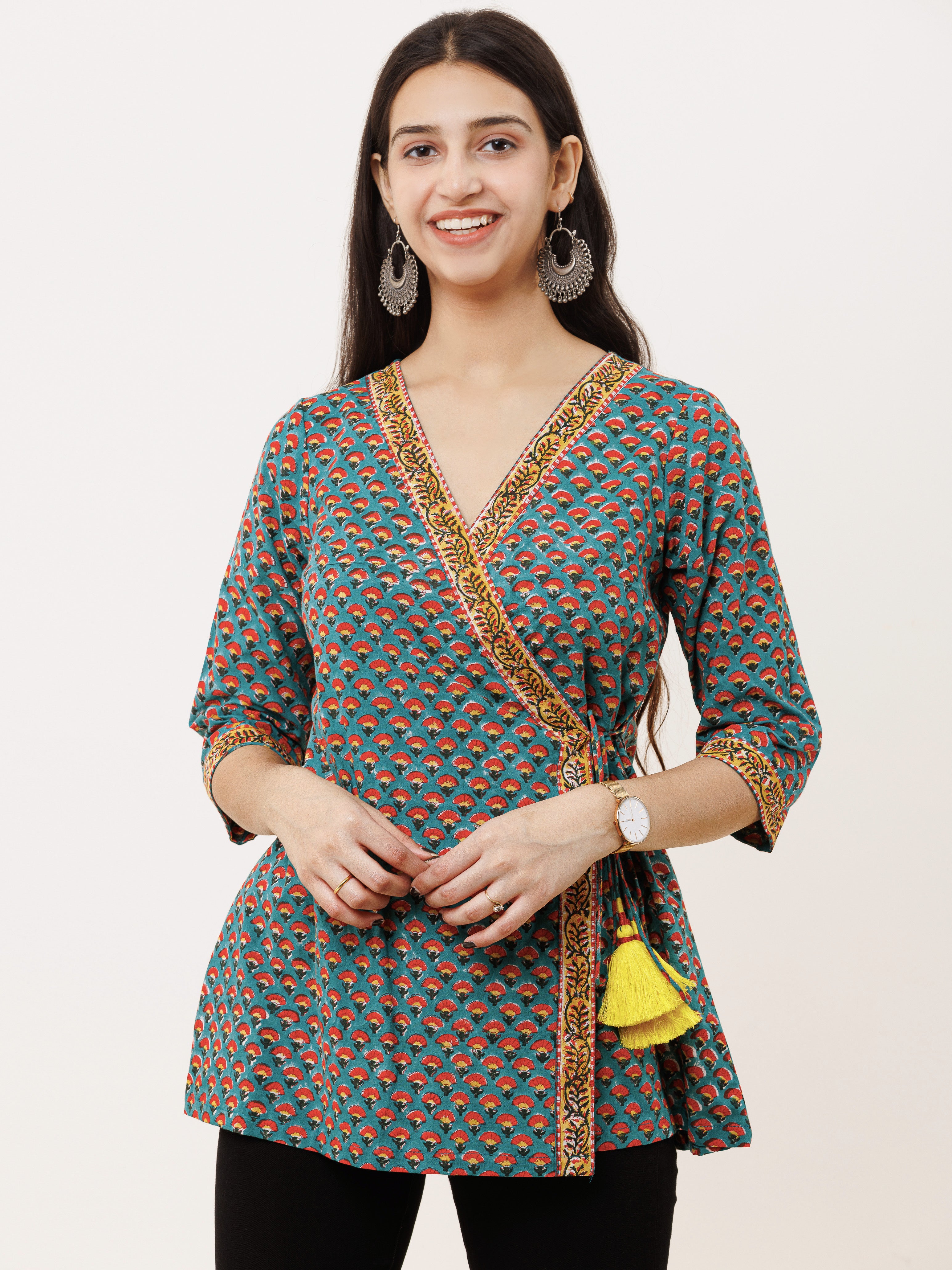 Women Olive Traditional Angharkha Top Set at Rs 1999.00