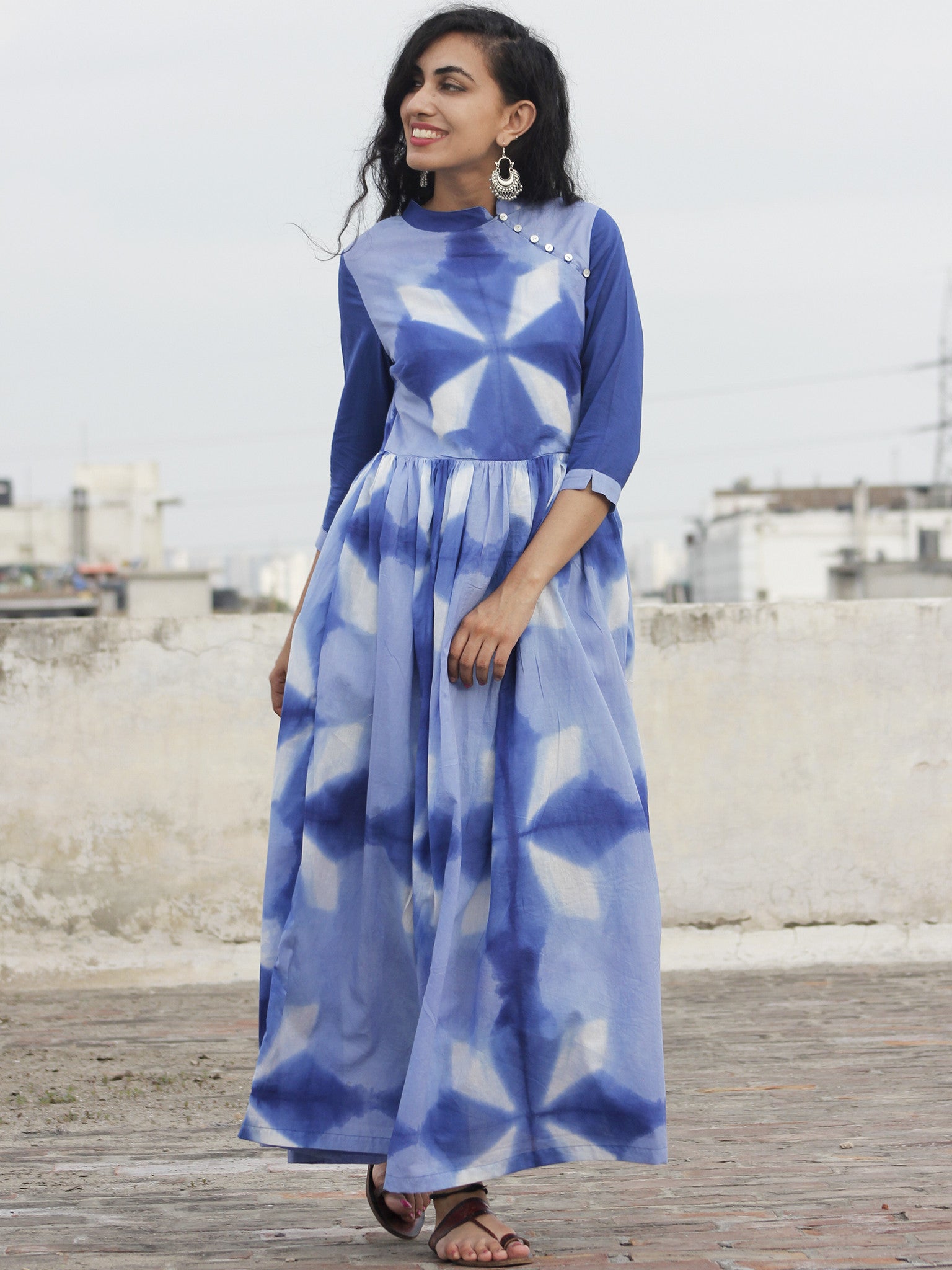 Long sleeve blue store tie dye dress