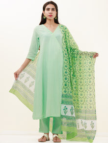 Roz Fiza Set Of Angrakha Kurta Pants Kota Dupatta