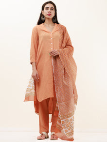 Roz Manal Set Of Kurta Pants Kota Dupatta