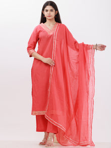 Parv Amya Set Of Kurta Pants Kota Dupatta