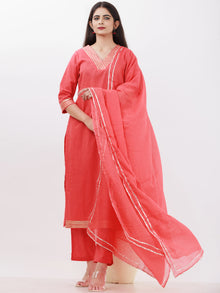 Parv Amya Set Of Kurta Pants Kota Dupatta