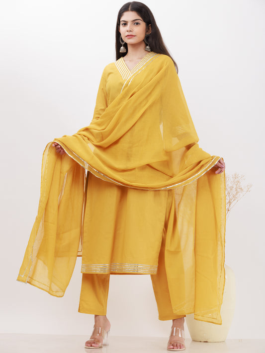 Parv Varsha Set Of Kurta Pants Kota Dupatta