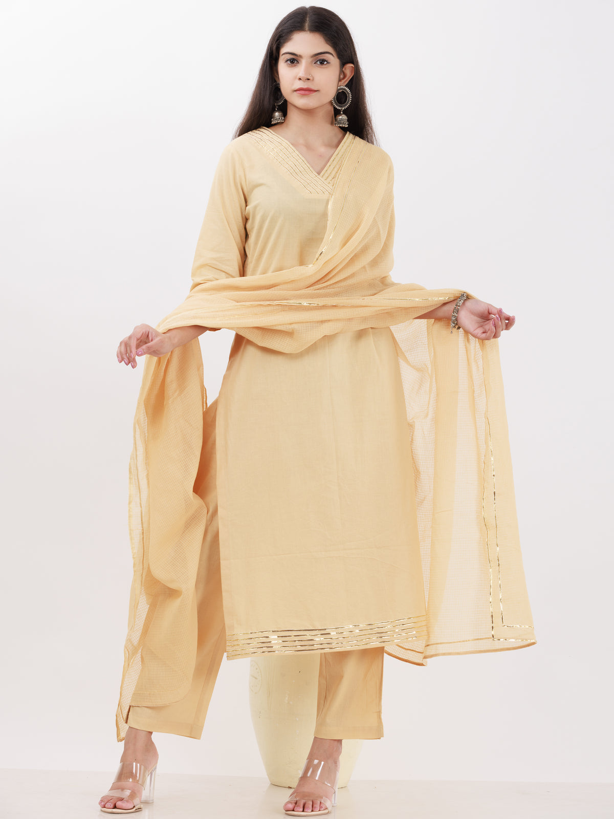 Parv Beena Set Of Kurta Pants Kota Dupatta