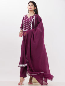 Parv Aisha Set Of Kurta Pants Kota Dupatta