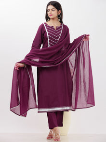 Parv Aisha Set Of Kurta Pants Kota Dupatta