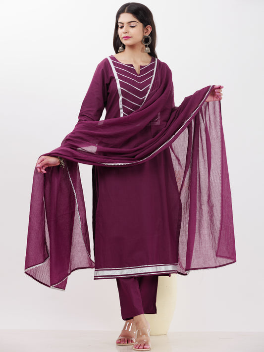 Parv Aisha Set Of Kurta Pants Kota Dupatta