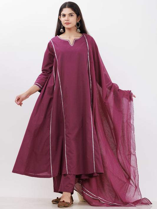 Parv Rukshar Set Of Kurta Pants Kota Dupatta