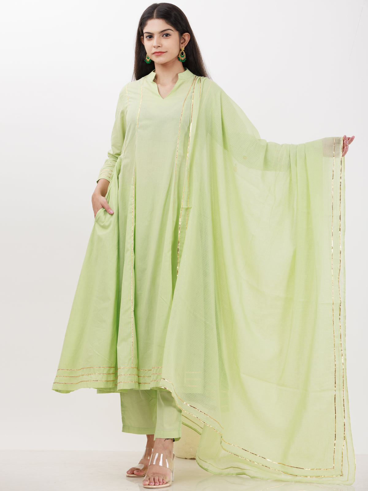 Parv Raima Set Of Kurta Pants Kota Dupatta