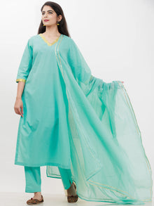 Parv Sheetal Set Of Kurta Pants Kota Dupatta