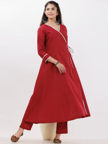 Parv Richa Set Of Angrakha Kurta Pants Kota Dupatta