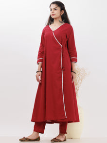 Parv Richa Set Of Angrakha Kurta Pants Kota Dupatta