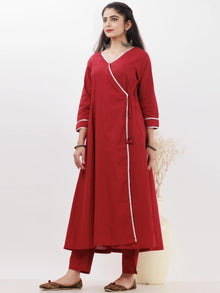 Parv Richa Set Of Angrakha Kurta Pants Kota Dupatta