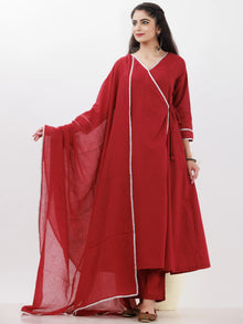 Parv Richa Set Of Angrakha Kurta Pants Kota Dupatta