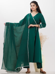 Parv Tanvi Set Of Angrakha Kurta Pants Kota Dupatta