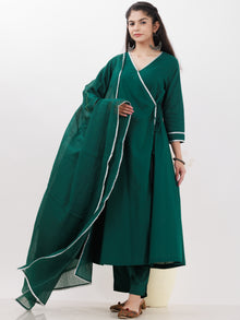 Parv Tanvi Set Of Angrakha Kurta Pants Kota Dupatta