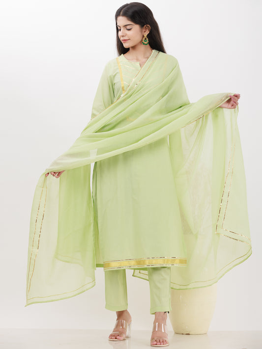 Parv Misha Set Of Kurta Pants Kota Dupatta