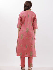 Roz Tamana Set Of Cotton Linen Kurta Pants Dupatta