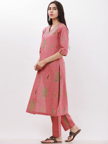 Roz Tamana Set Of Cotton Linen Kurta Pants Dupatta