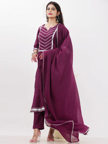 Parv Aisha Set Of Kurta Pants Kota Dupatta