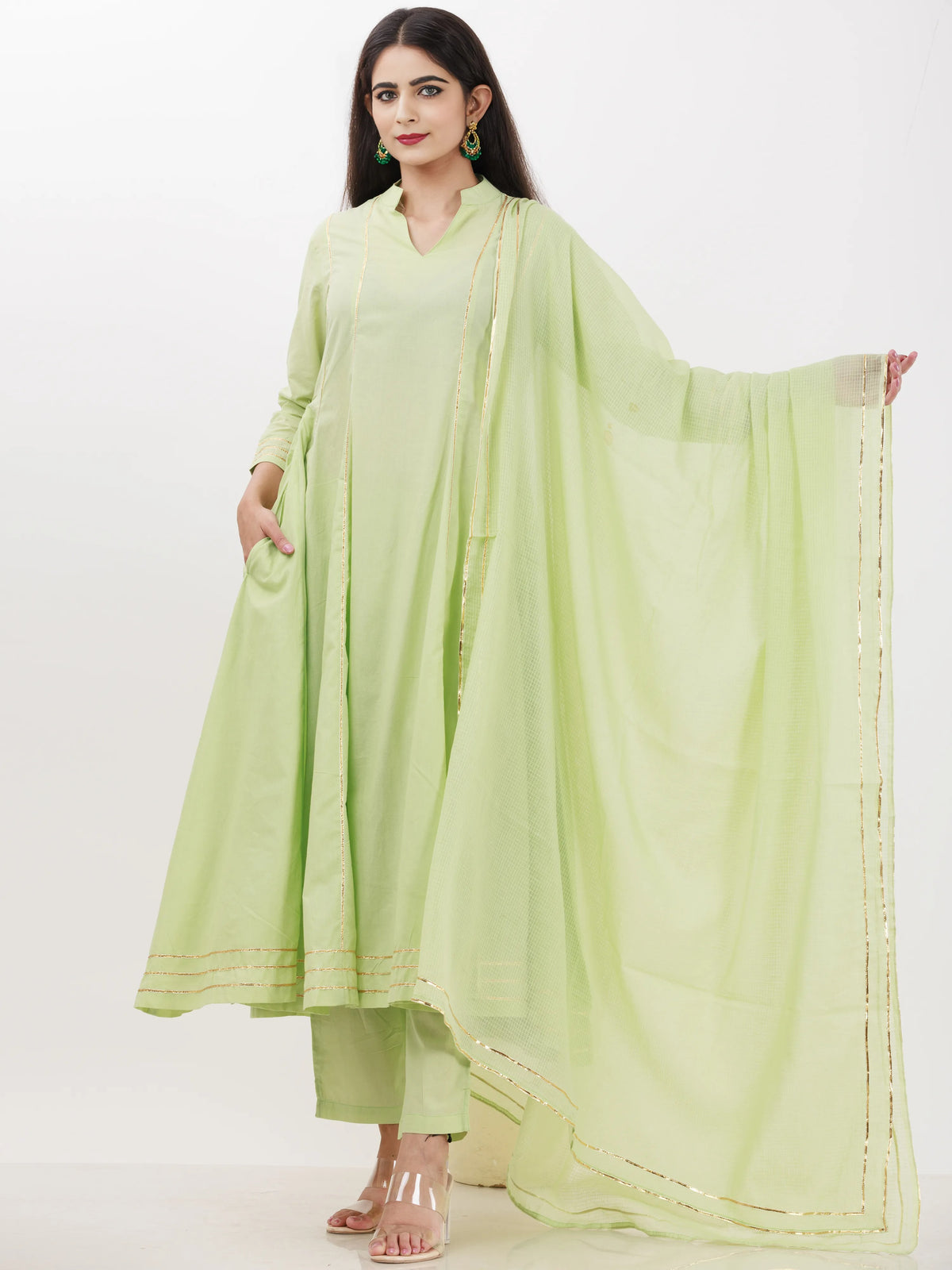 Parv Raima Set Of Kurta Pants Kota Dupatta