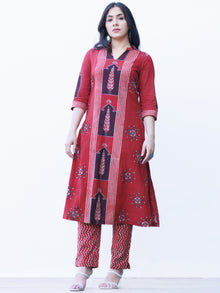 Ajrakh Zubeda Set Of Kurta Pants Dupatta