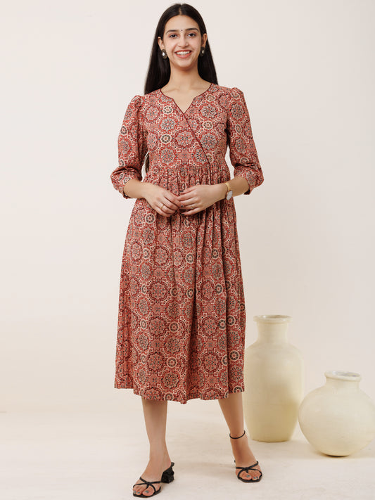 Ajrakh Siya Cotton Midi Dress