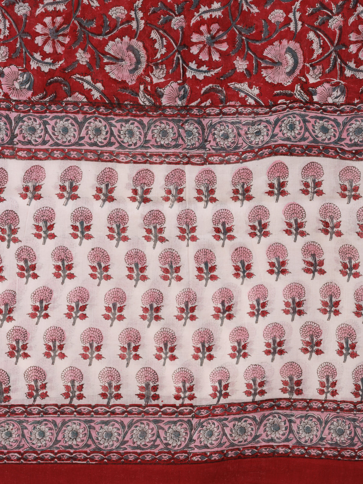 Hand Block Printed Cotton Fabric Per Meter - F001F2856