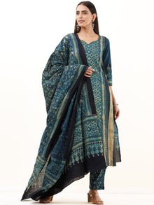 Ajrakh Damini Set Of Kurta Pants Dupatta