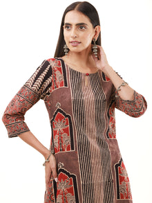 Ajrakh Sonia Set Of Kurta Pants Dupatta