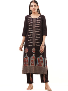 Ajrakh Jhalak Set Of Kurta Pants Dupatta