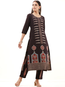 Ajrakh Jhalak Set Of Kurta Pants Dupatta