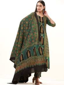 Ajrakh Sayal Set Of Kurta Pants Dupatta