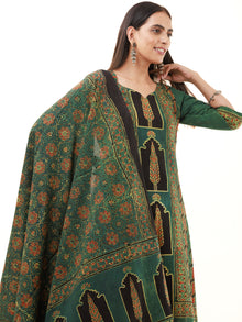 Ajrakh Sayal Set Of Kurta Pants Dupatta