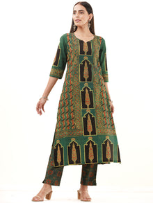 Ajrakh Sayal Set Of Kurta Pants Dupatta