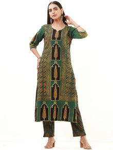 Ajrakh Sayal Set Of Kurta Pants Dupatta