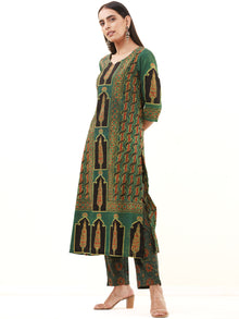 Ajrakh Sayal Set Of Kurta Pants Dupatta