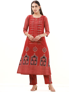 Ajrakh Richa Set Of Kurta Pants Dupatta