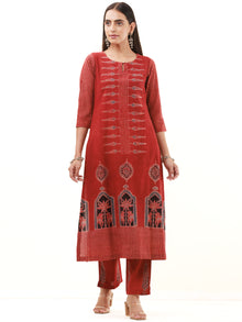 Ajrakh Richa Set Of Kurta Pants Dupatta