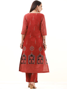 Ajrakh Richa Set Of Kurta Pants Dupatta