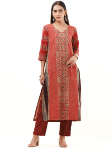 Ajrakh Neena Set Of Kurta Pants Dupatta