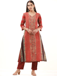 Ajrakh Neena Set Of Kurta Pants Dupatta