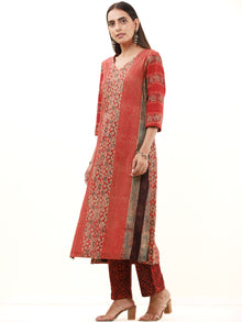 Ajrakh Neena Set Of Kurta Pants Dupatta