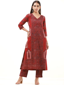 Ajrakh Mehreen Set Of Kurta Pants Dupatta