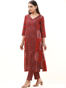 Ajrakh Mehreen Set Of Kurta Pants Dupatta