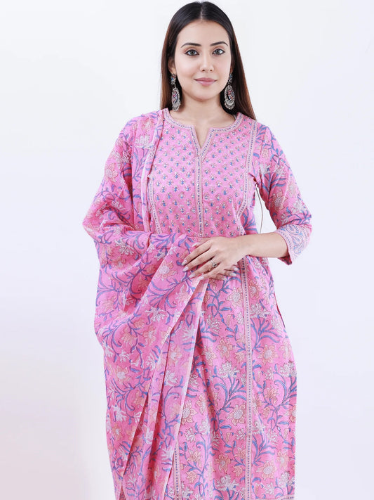 Roz Zoya Set Of Kurta Pants Dupatta