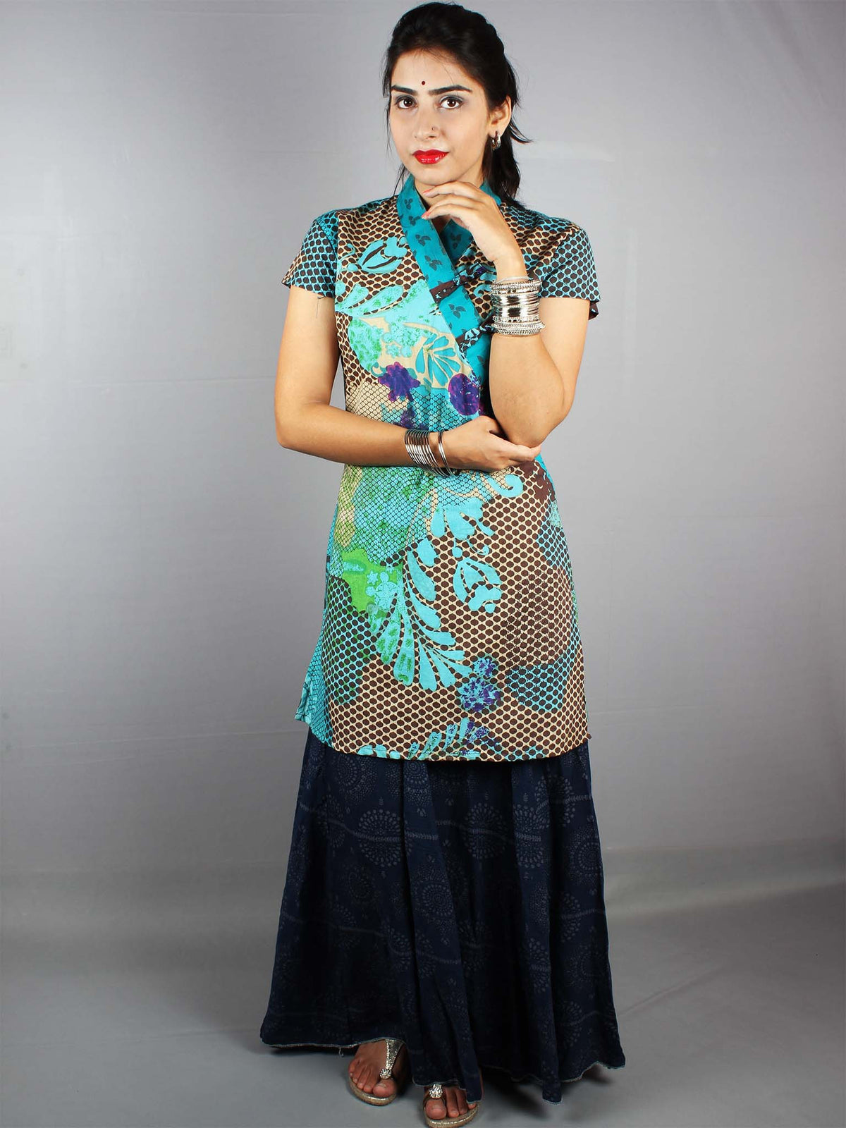 Multi Color Block Printed Kurti- K0517001