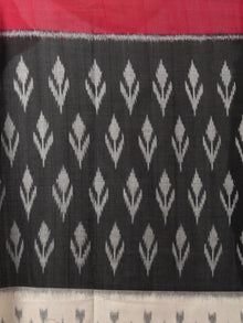 Black Ivory Maroon Ikat Handwoven Pochampally Mercerized Cotton Saree - S031702040