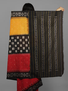 Orange Red Black Grey Ikat Handwoven Pochampally Mercerized Cotton Saree - S031702215