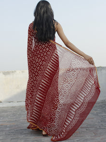 Maroon Ivory Hand Block Printed Chiffon Saree - S031702332